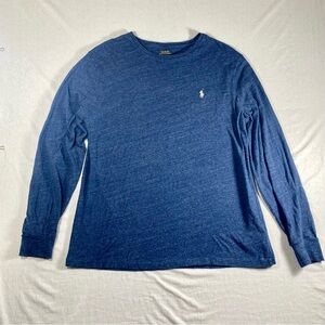 Polo Ralph Lauren Men's L Blue 100% Cotton Soft Long Sleeve T-Shirt Crew Logo